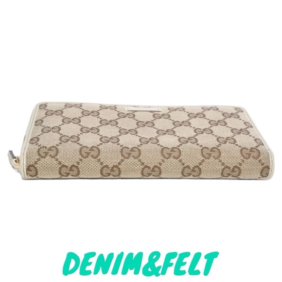 🤎GUCCI GG Beige/Off White Monogram Metal Bar Zip Around Long Wallet | PRELOVED! - Picture 9 of 16